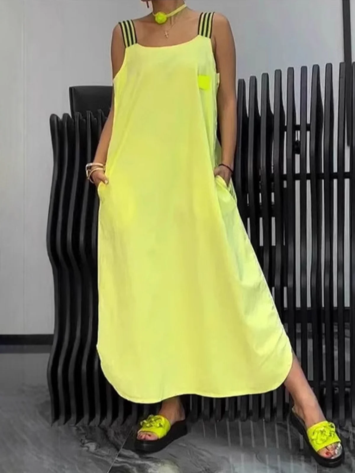 Casual Plain Spaghetti Maxi Dress