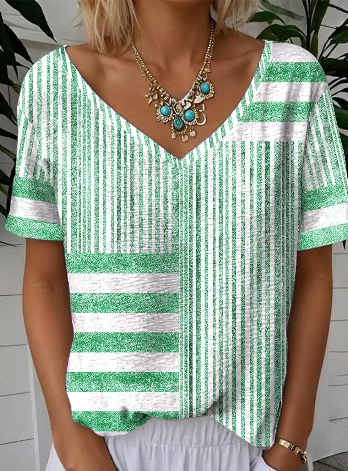 V Neck Simple Loose T-Shirt