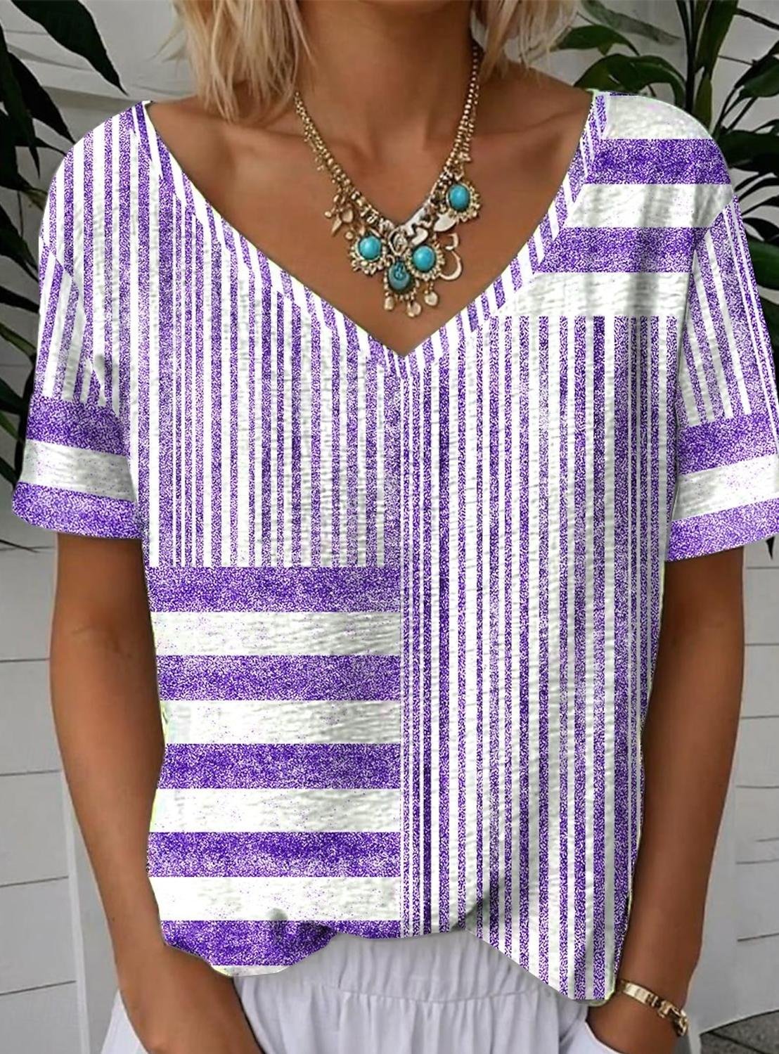 V Neck Simple Loose T-Shirt