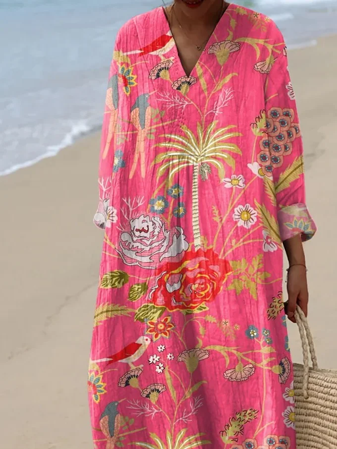 Women's Vintage Flowers Art Print Dress