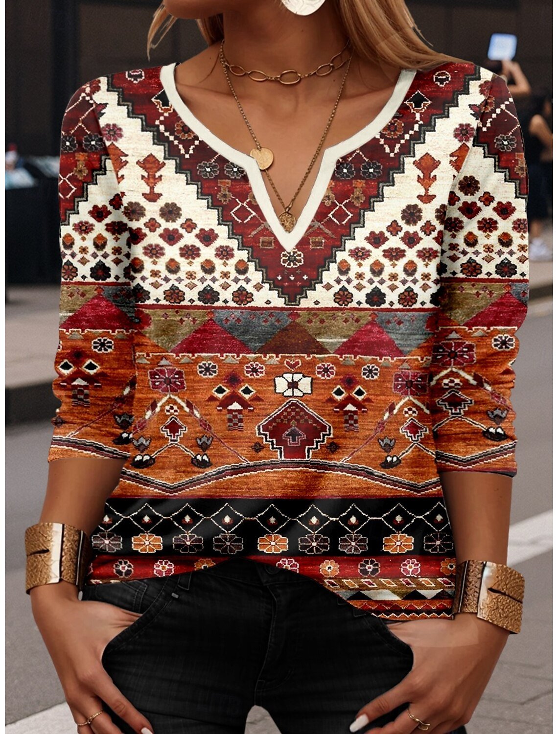 Multicolor Block Loose Casual Blouse