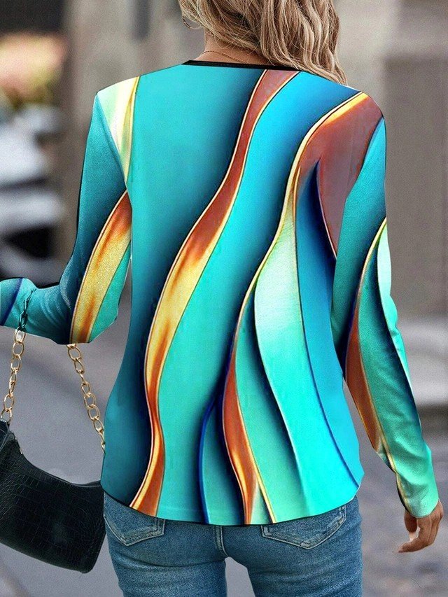 Striped Jersey Loose Casual Blouse
