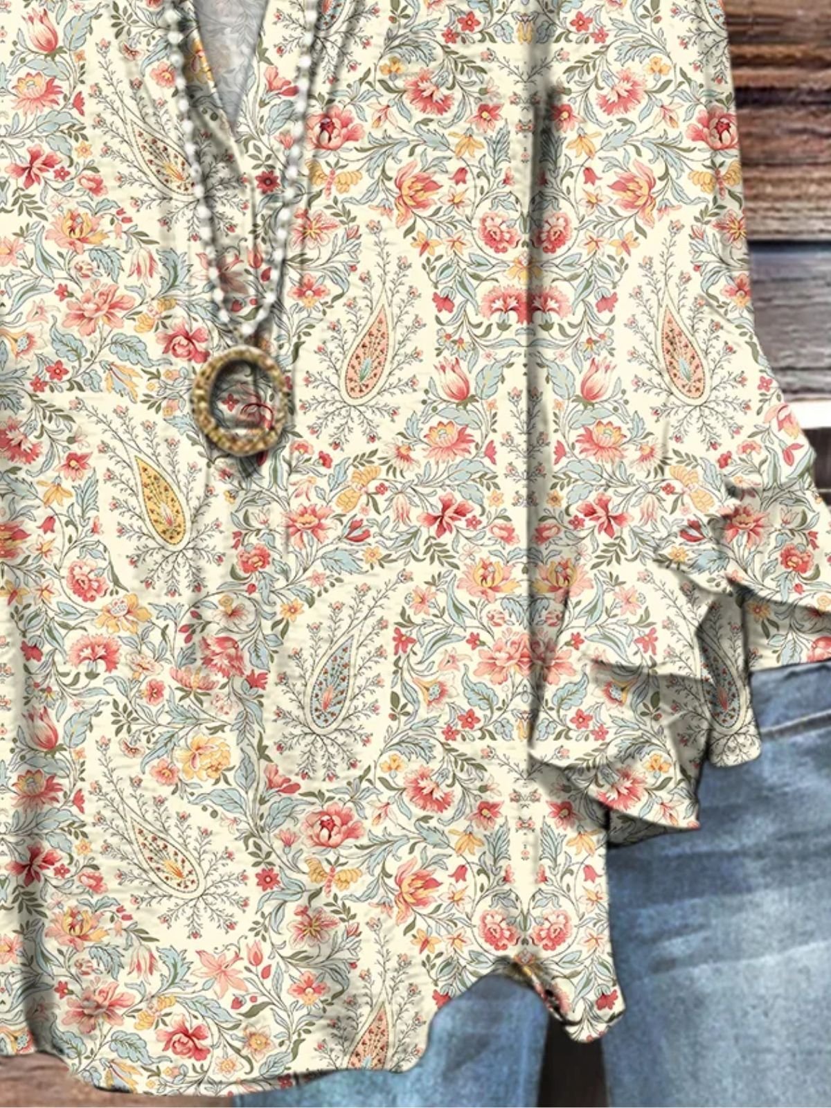 Floral Vacation V Neck Blouse