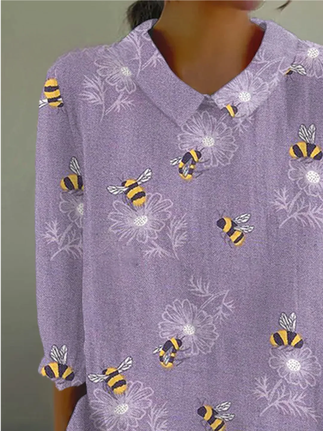 Linen Blend Loose Casual Floral Shirt