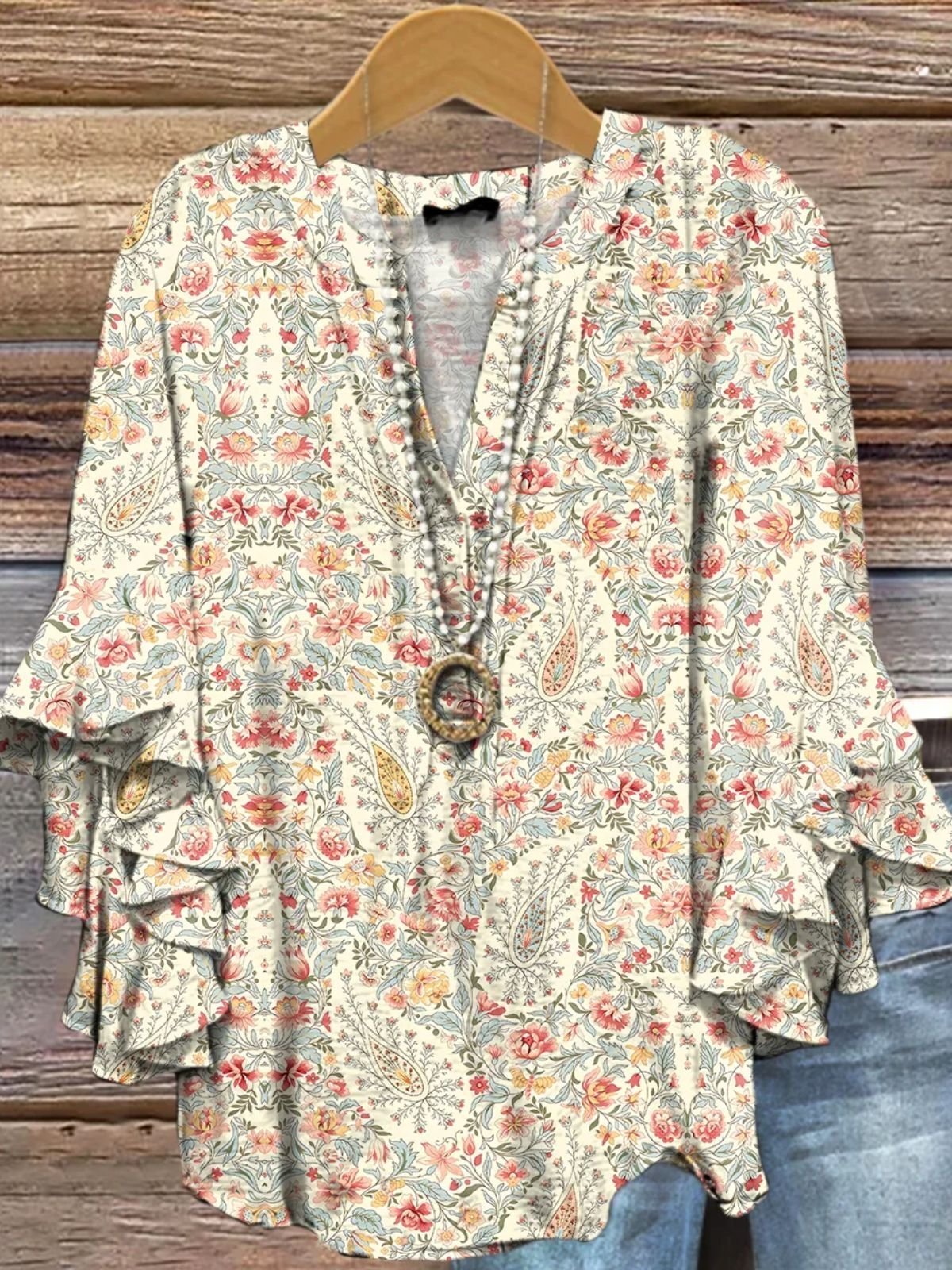 Floral Vacation V Neck Blouse
