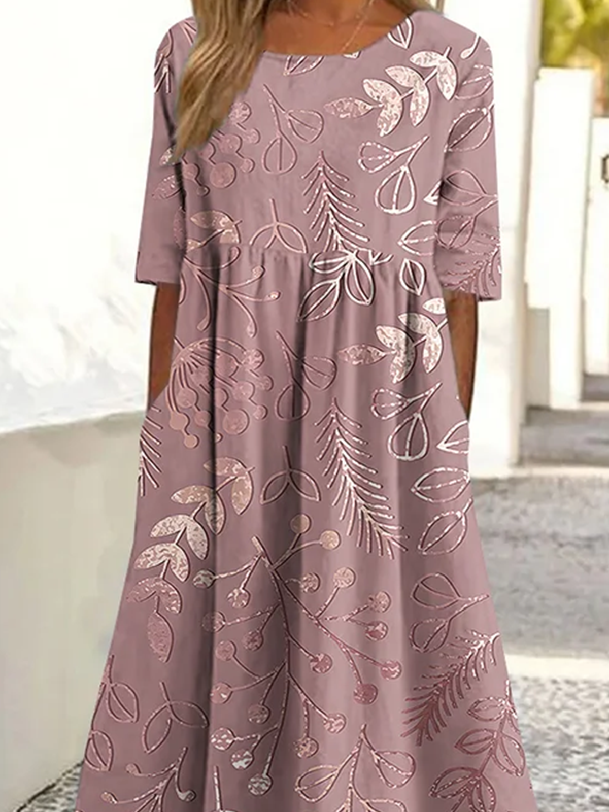 Regular Fit Floral Casual Dress With No