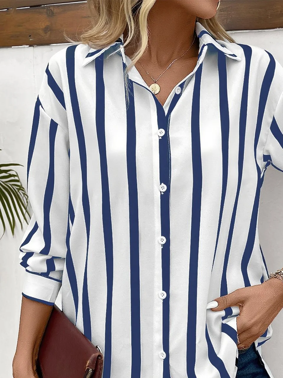 Shirt Collar Loose Striped Vintage Shirt