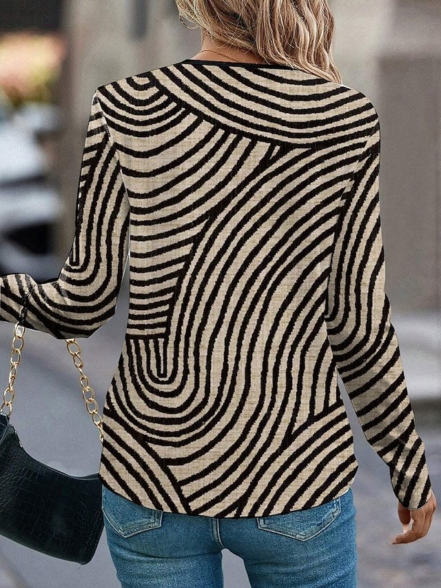 Casual V Neck Long Sleeve T-Shirt