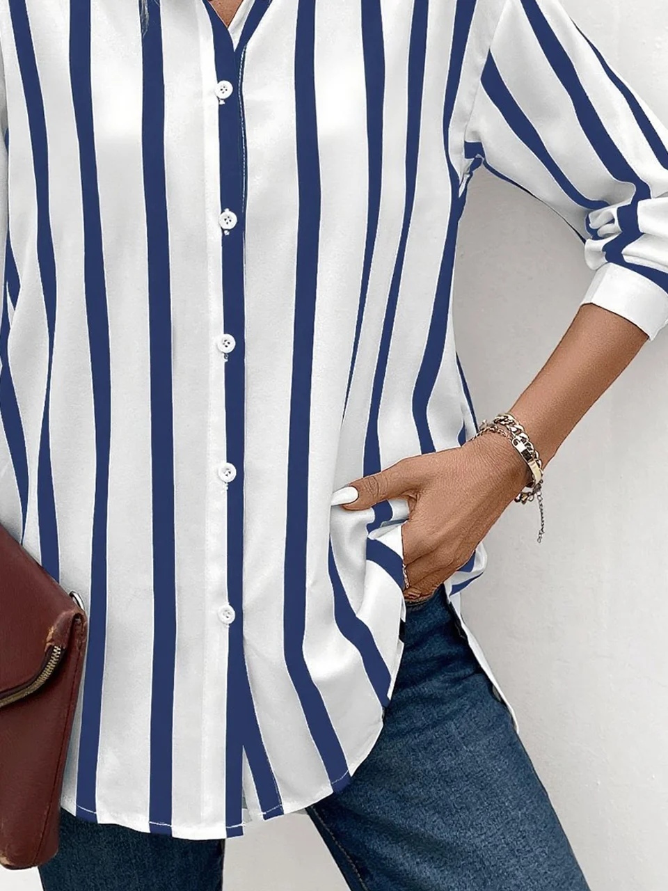 Shirt Collar Loose Striped Vintage Shirt