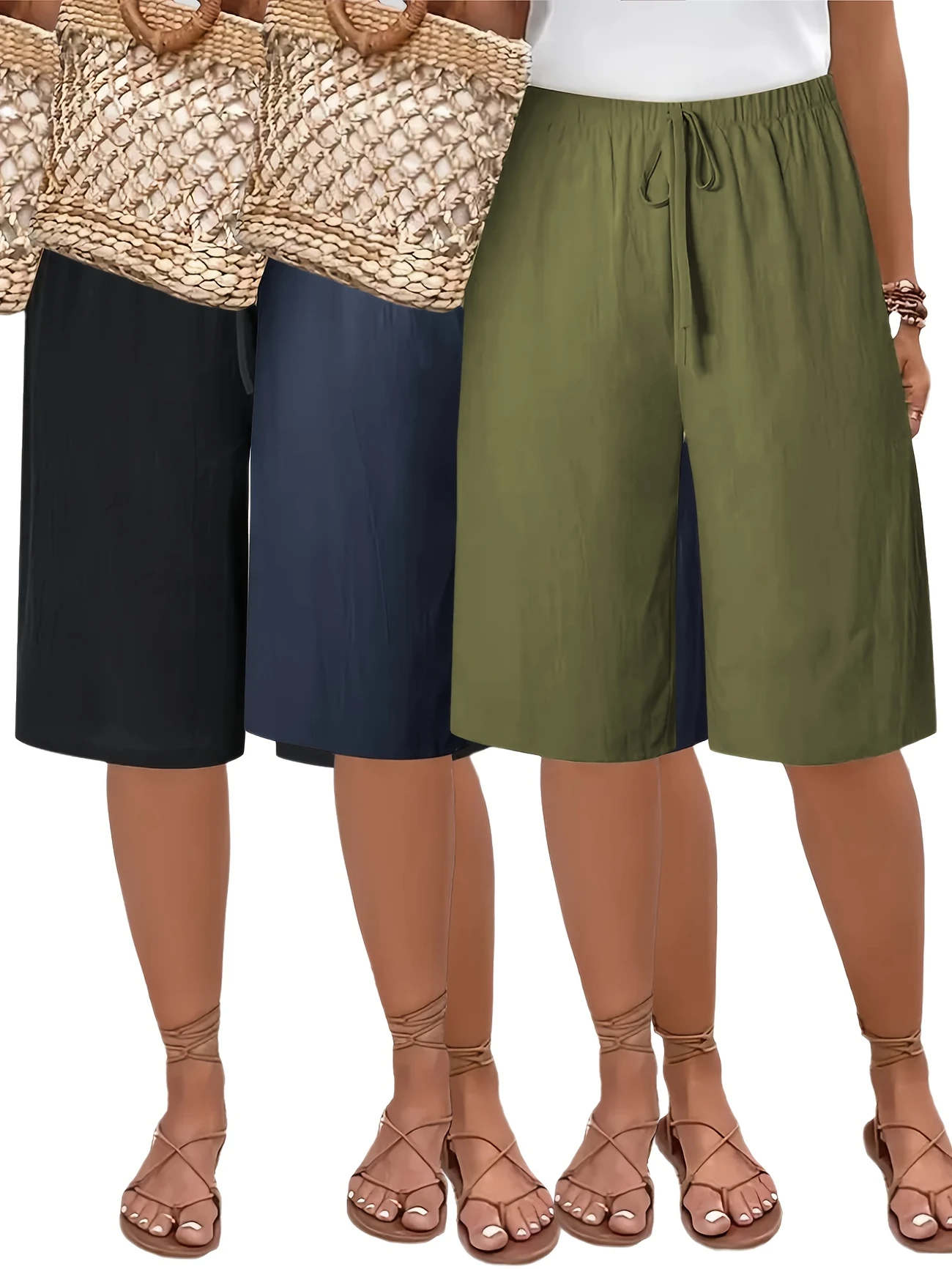Women's Loose Casual Lace-Up Straight Pants