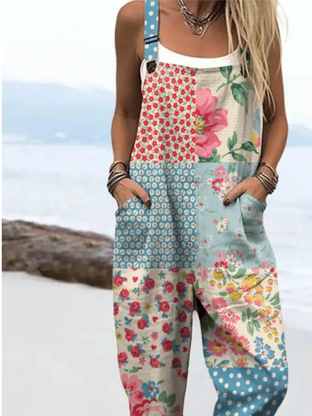 Others Casual Multicolor Block Bib Pants