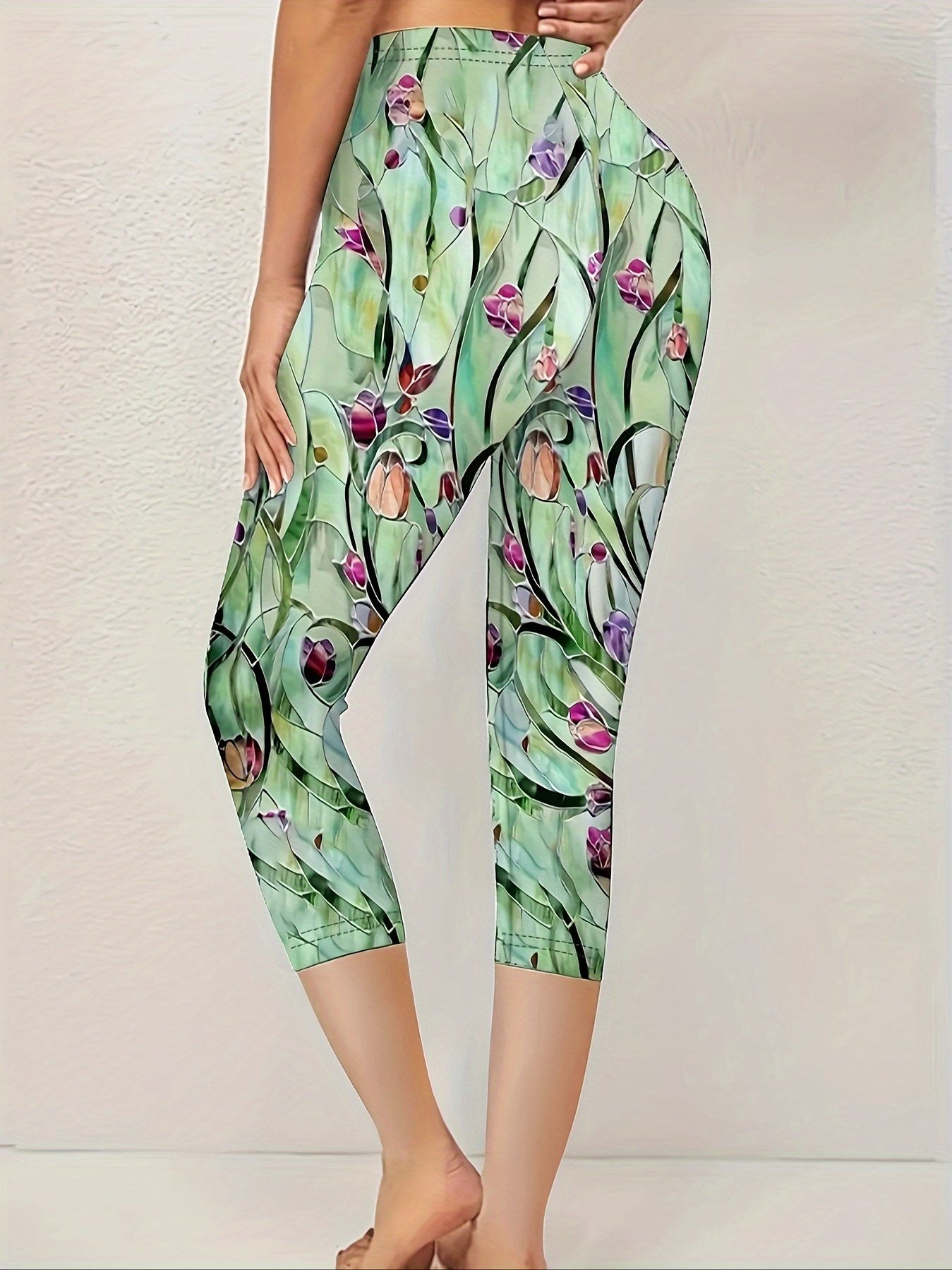 Women's Floral Spring Print Casual Leggings