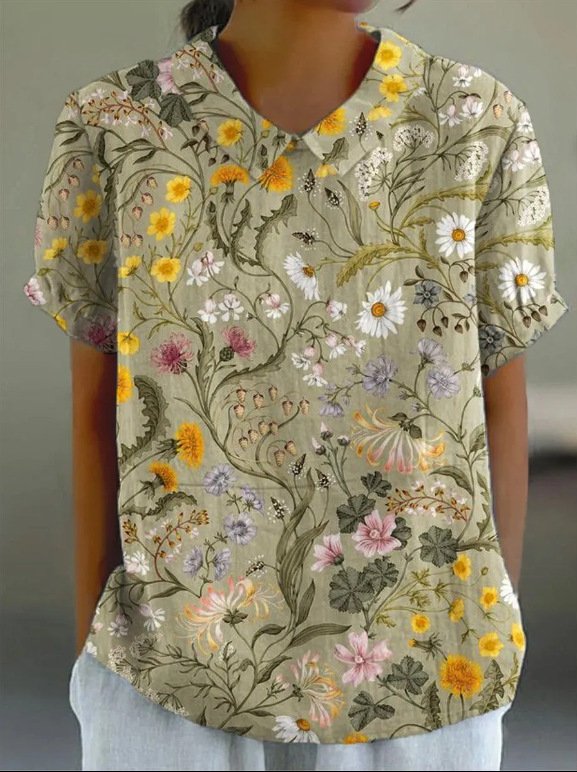 Women's Short Sleeve T-shirt Summer Color1 Geometric Printing Stand Collar Daily Going Out Casual Top