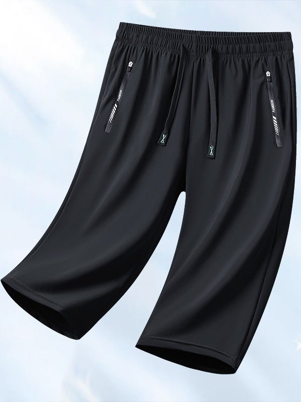 New Summer Couple High Elastic Ice Silk Quick-drying High Quality Sweat-inducing Versatile Loose Anti-ultraviolet Fitness Cropped Pants