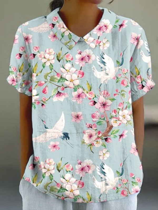 Women's Short Sleeve T-shirt Summer Color1 Geometric Printing Stand Collar Daily Going Out Casual Top