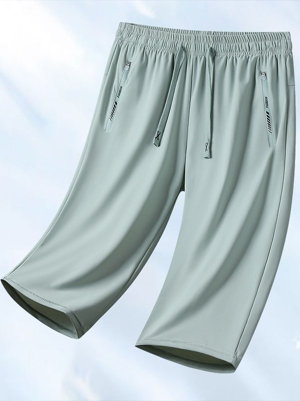 New Summer Couple High Elastic Ice Silk Quick-drying High Quality Sweat-inducing Versatile Loose Anti-ultraviolet Fitness Cropped Pants