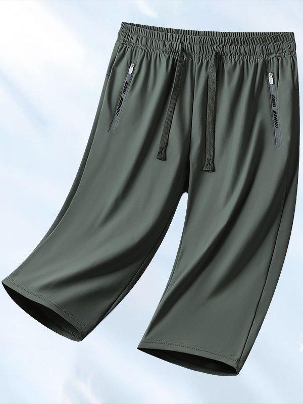 New Summer Couple High Elastic Ice Silk Quick-drying High Quality Sweat-inducing Versatile Loose Anti-ultraviolet Fitness Cropped Pants
