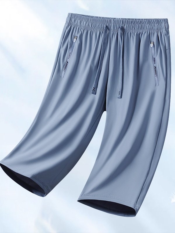 New Summer Couple High Elastic Ice Silk Quick-drying High Quality Sweat-inducing Versatile Loose Anti-ultraviolet Fitness Cropped Pants