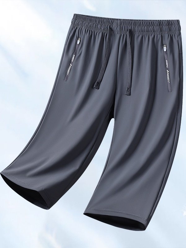 New Summer Couple High Elastic Ice Silk Quick-drying High Quality Sweat-inducing Versatile Loose Anti-ultraviolet Fitness Cropped Pants