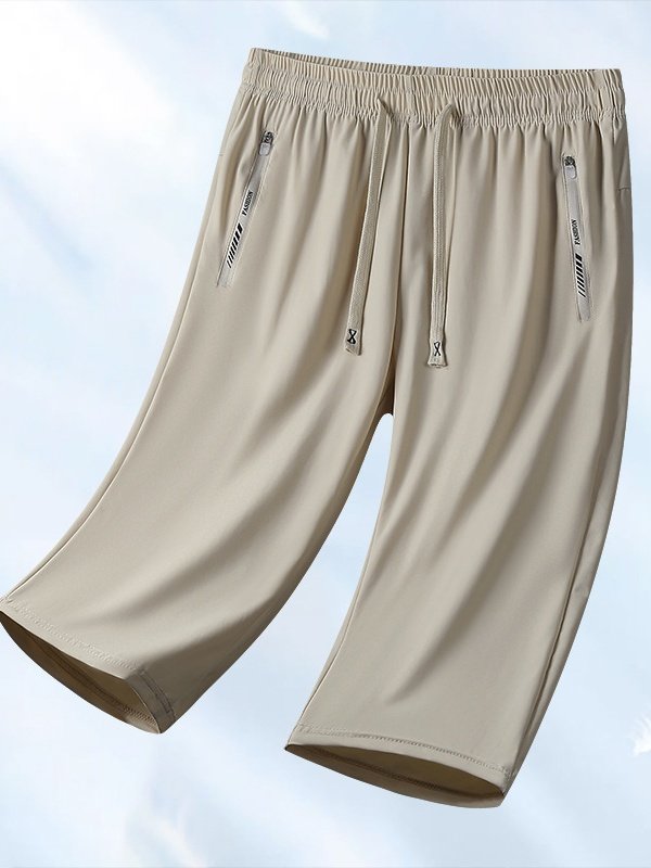 New Summer Couple High Elastic Ice Silk Quick-drying High Quality Sweat-inducing Versatile Loose Anti-ultraviolet Fitness Cropped Pants