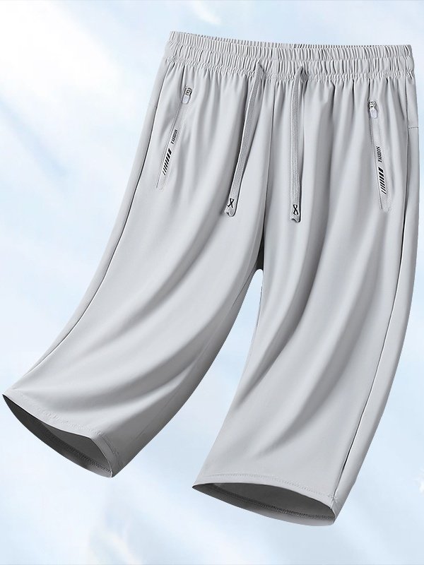 New Summer Couple High Elastic Ice Silk Quick-drying High Quality Sweat-inducing Versatile Loose Anti-ultraviolet Fitness Cropped Pants