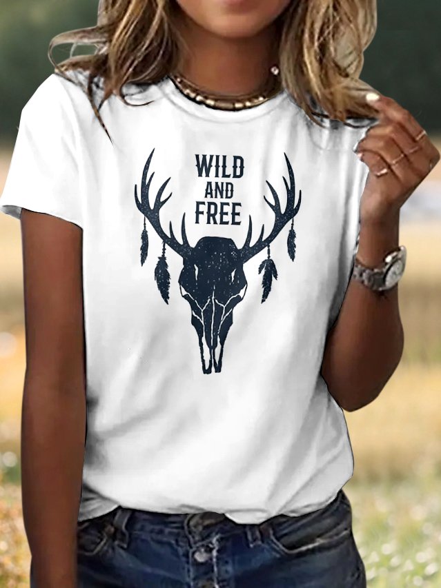 Casual Crew Neck Plain T-Shirt