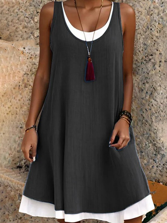 Women's Loose Casual Round Neck Vest Dress