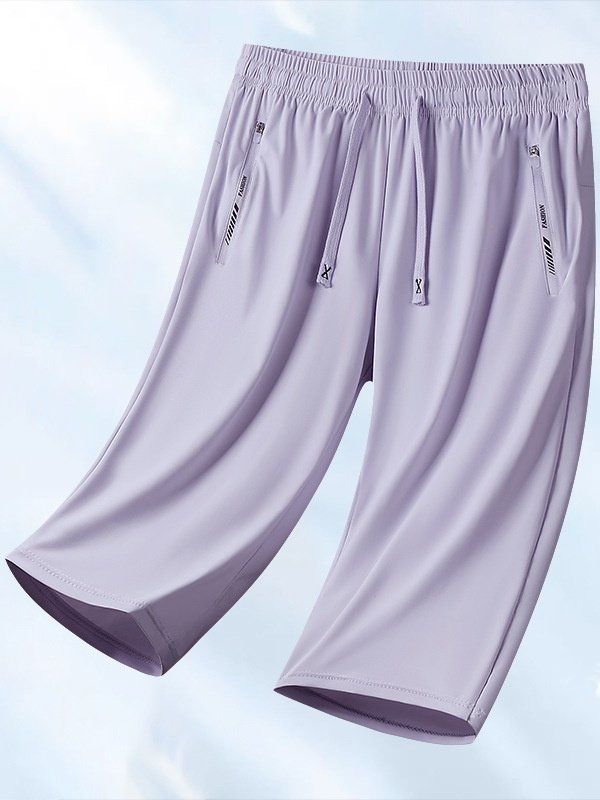 New Summer Couple High Elastic Ice Silk Quick-drying High Quality Sweat-inducing Versatile Loose Anti-ultraviolet Fitness Cropped Pants