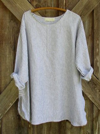 Regular Fit Striped Crew Neck Casual Shirt
