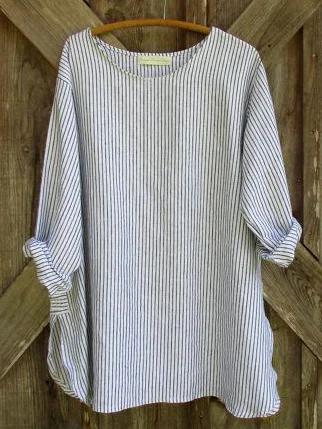Regular Fit Striped Crew Neck Casual Shirt
