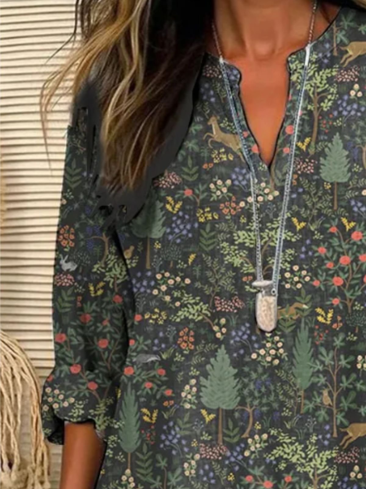 Shawl Collar Simple Blouse