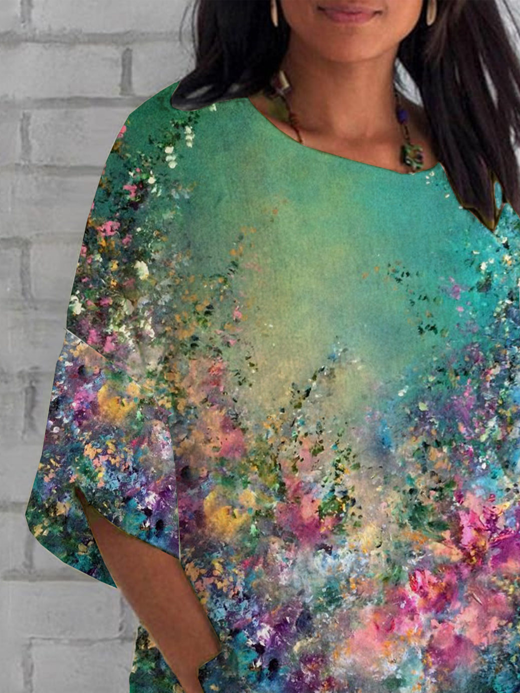 Women's Half Sleeve T-shirt Summer Green Floral Crew Neck Daily Going Out Casual Top