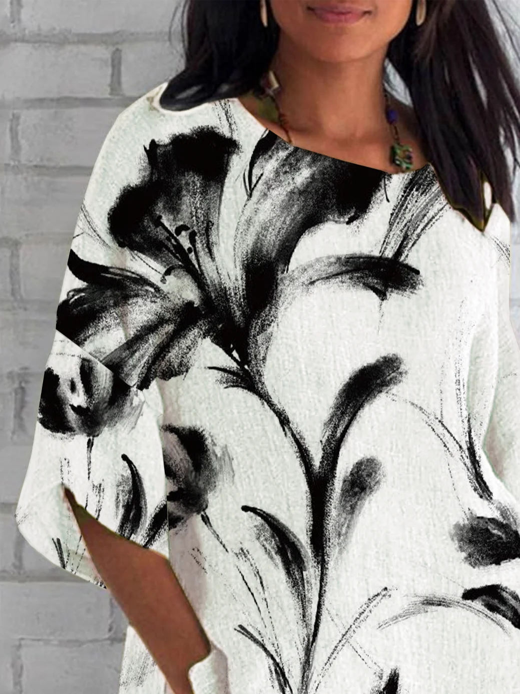 Women's Half Sleeve T-shirt Summer White Floral Crew Neck Daily Going Out Casual Top