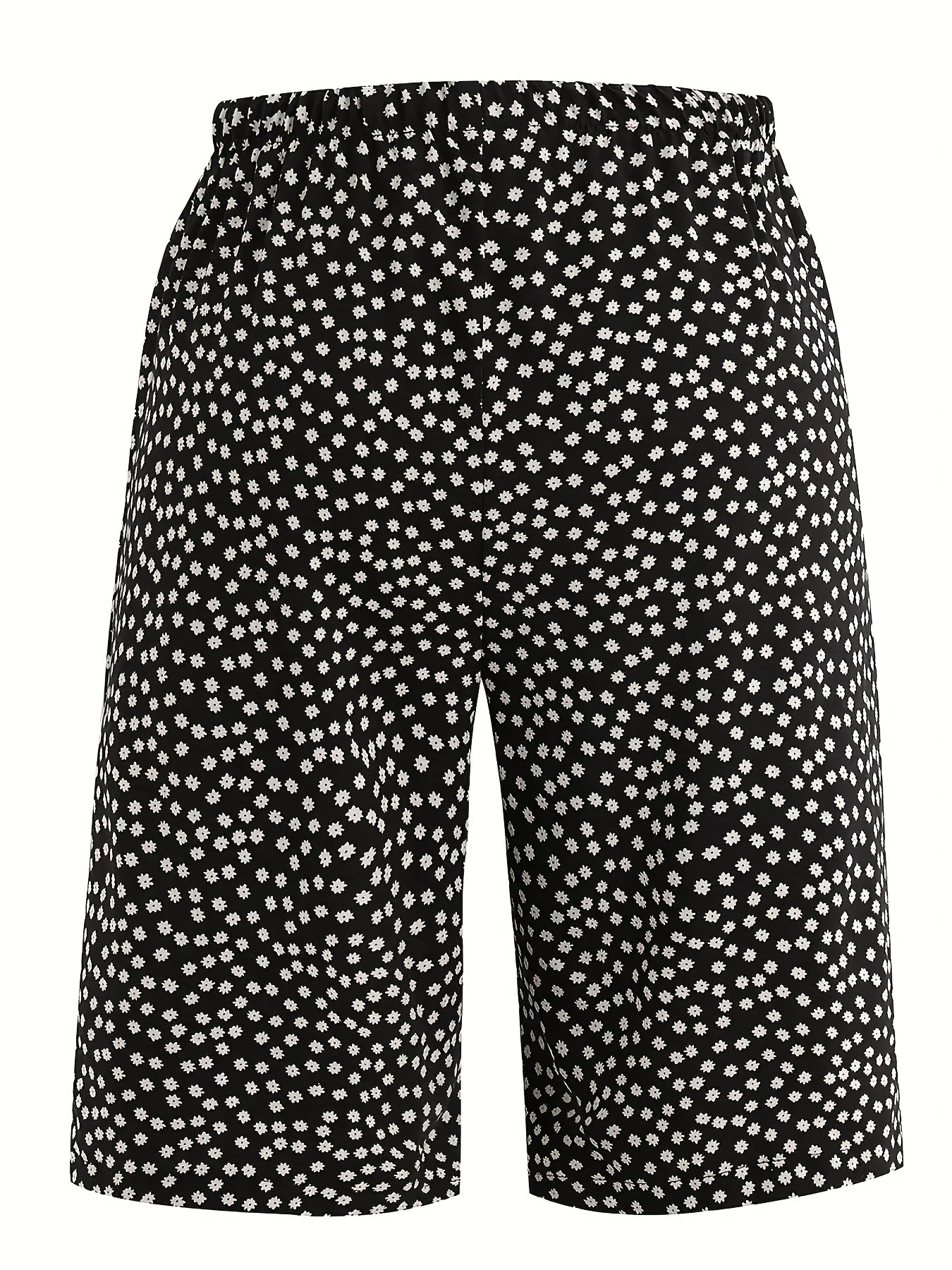 Women's Spring and Summer Floral Print Casual Straight Tie Cropped Pants