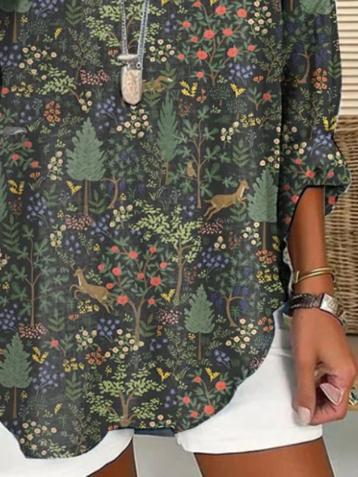 Shawl Collar Simple Blouse