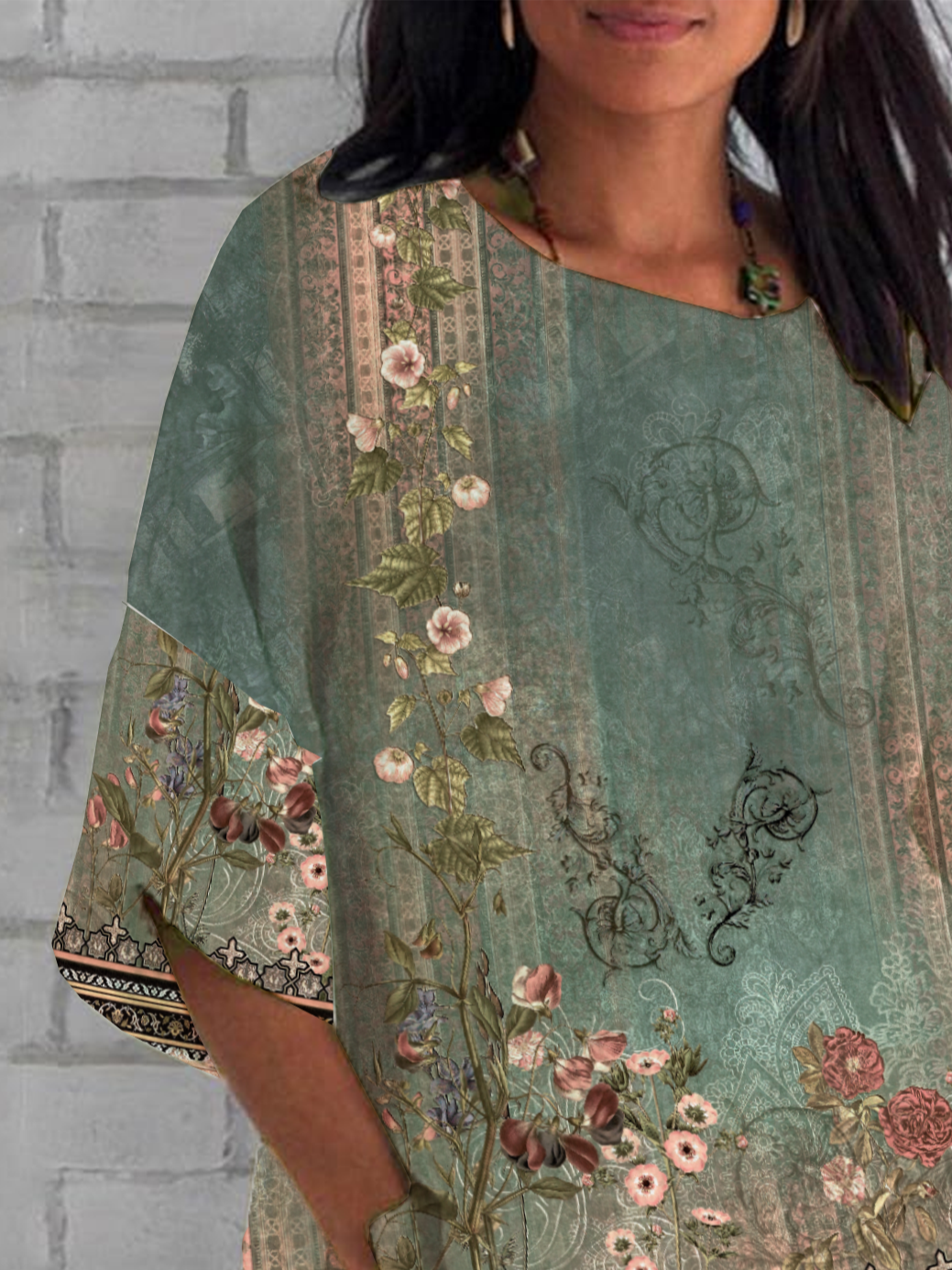 Women's Half Sleeve T-shirt Summer Green Floral Crew Neck Daily Going Out Casual Top