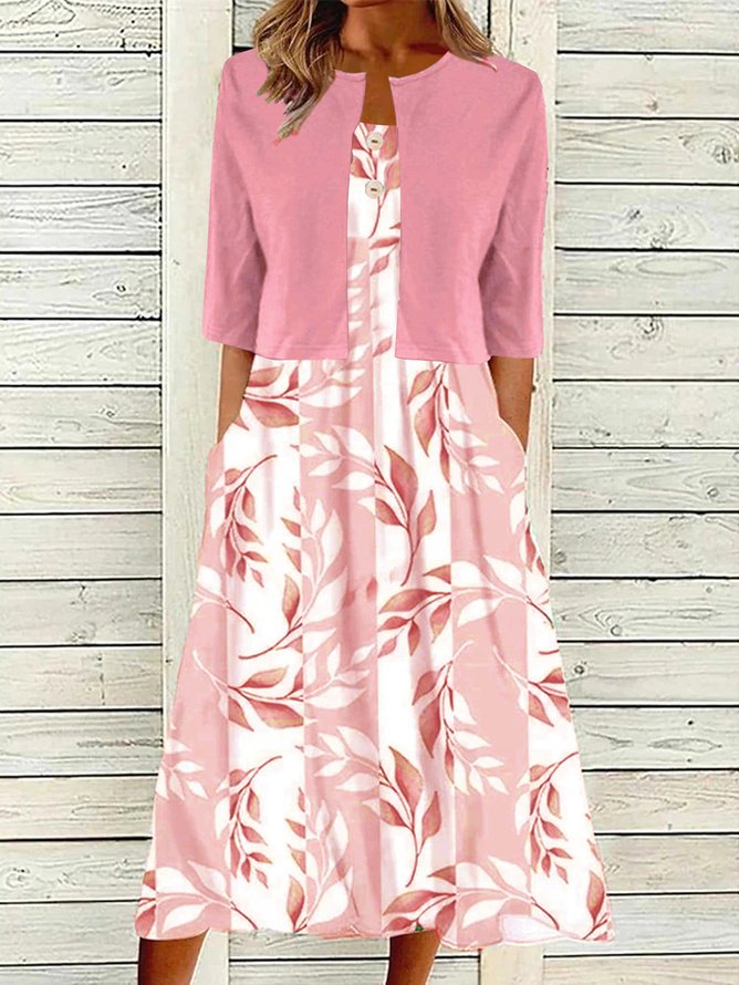Crew Neck Simple Loose Two-Piece Set