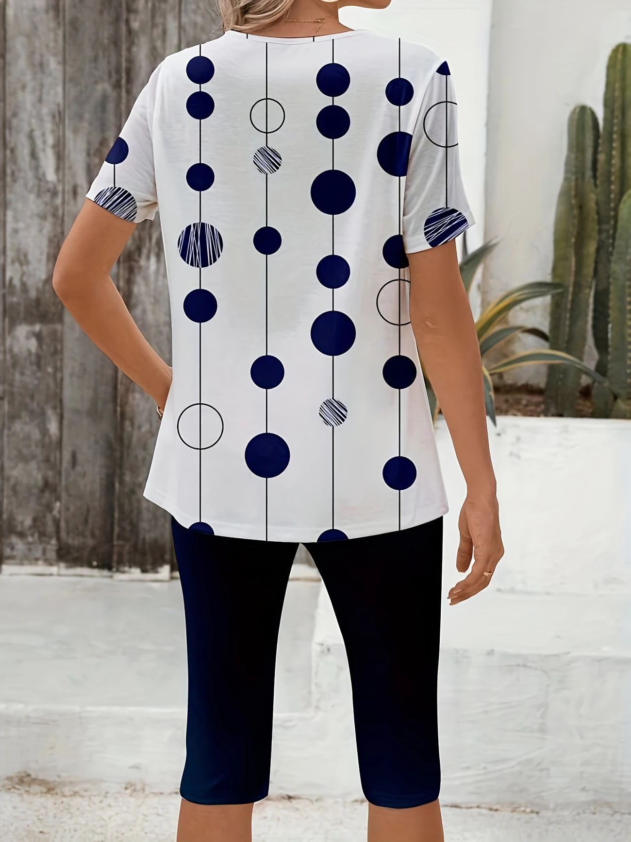Women's Printing Polka Dots Daily Going Out Two-Piece Set Purplish blue Casual Summer Top With Pants Matching Set
