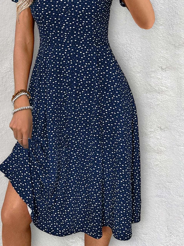Women's Elegant Short Sleeve V-Neck Dress