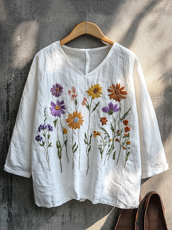 Casual V Neck Long Sleeve T-Shirt