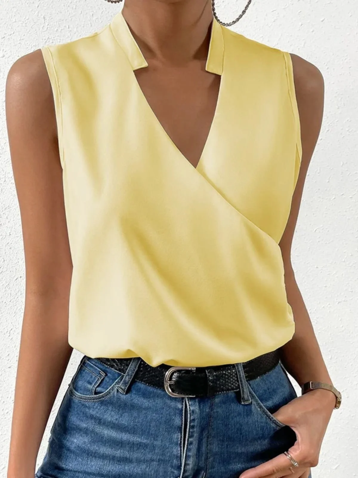 Elegant Regular Fit Cotton V Neck Tank Top