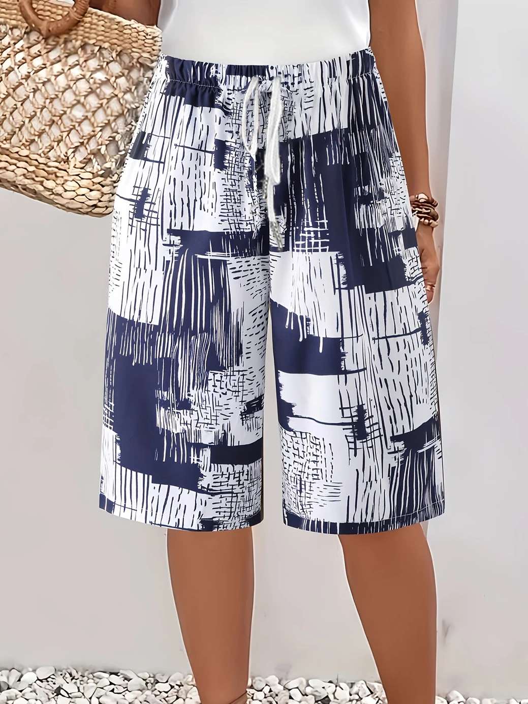 Women's  H-Line Straight Pants Daily Going Out Pants Blue Casual Printing Abstract Summer Pants