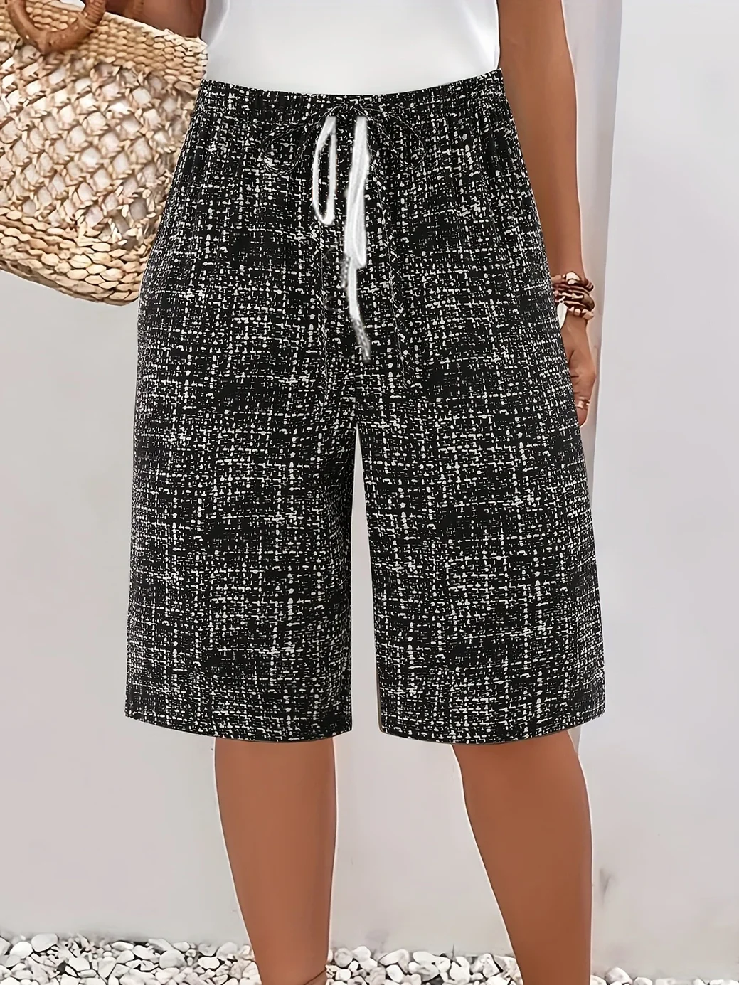 Women's  H-Line Straight Pants Daily Going Out Pants Black Casual Printing Abstract Summer Pants