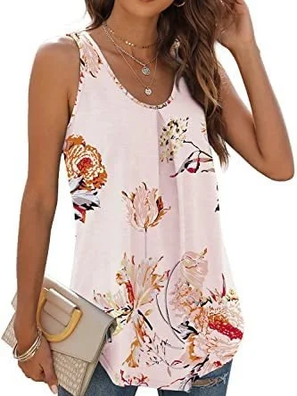 Women's Sleeveless Tank Top Summer Black Plain Ruched Cotton Crew Neck Daily Going Out Simple Top