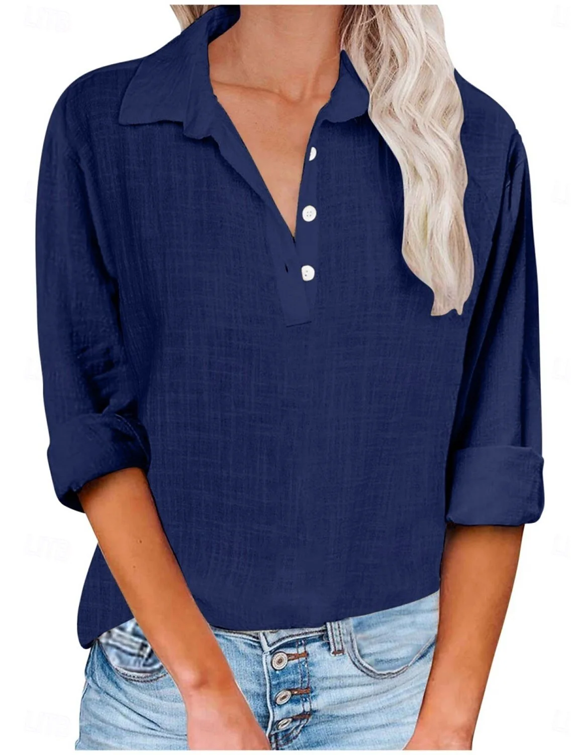 Women's Long Sleeve Casual Half-Open Shirt