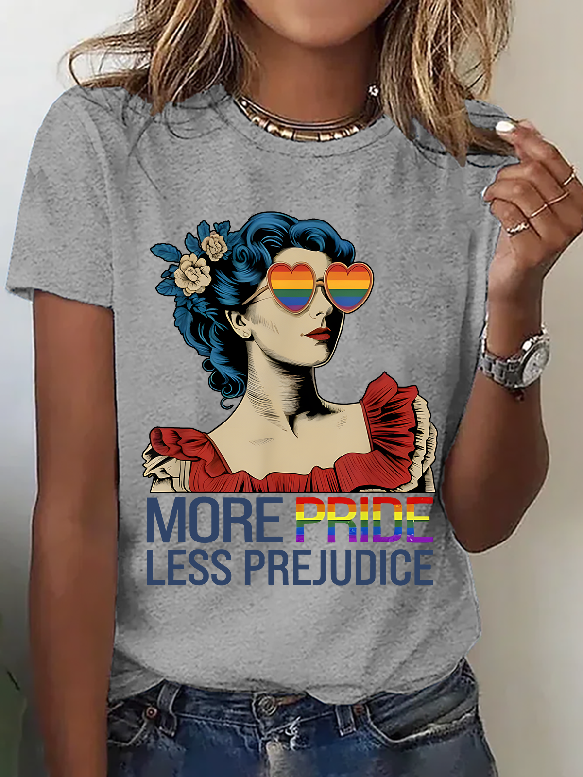 More Pride Less Prejudice Pride Month LGBTQ Cotton T-Shirt