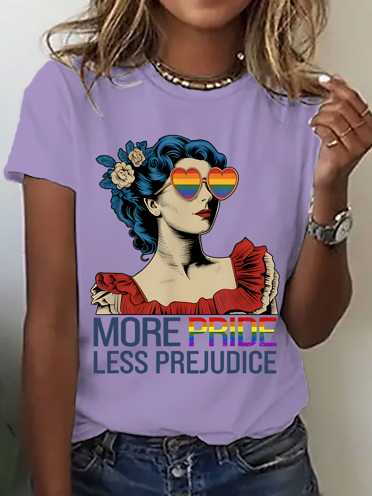 More Pride Less Prejudice Pride Month LGBTQ Cotton T-Shirt