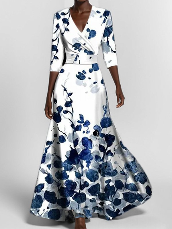 Women's Short Sleeve Summer White Plain Split Joint V Neck Daily Going Out Vintage Maxi A-Line Tank Dress