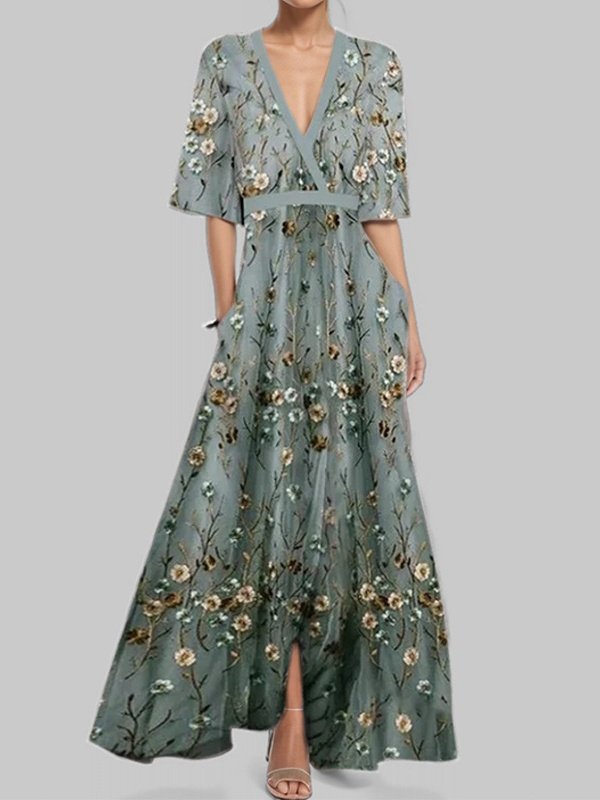 Women's Short Sleeve Summer White Plain Split Joint V Neck Daily Going Out Vintage Maxi A-Line Tank Dress