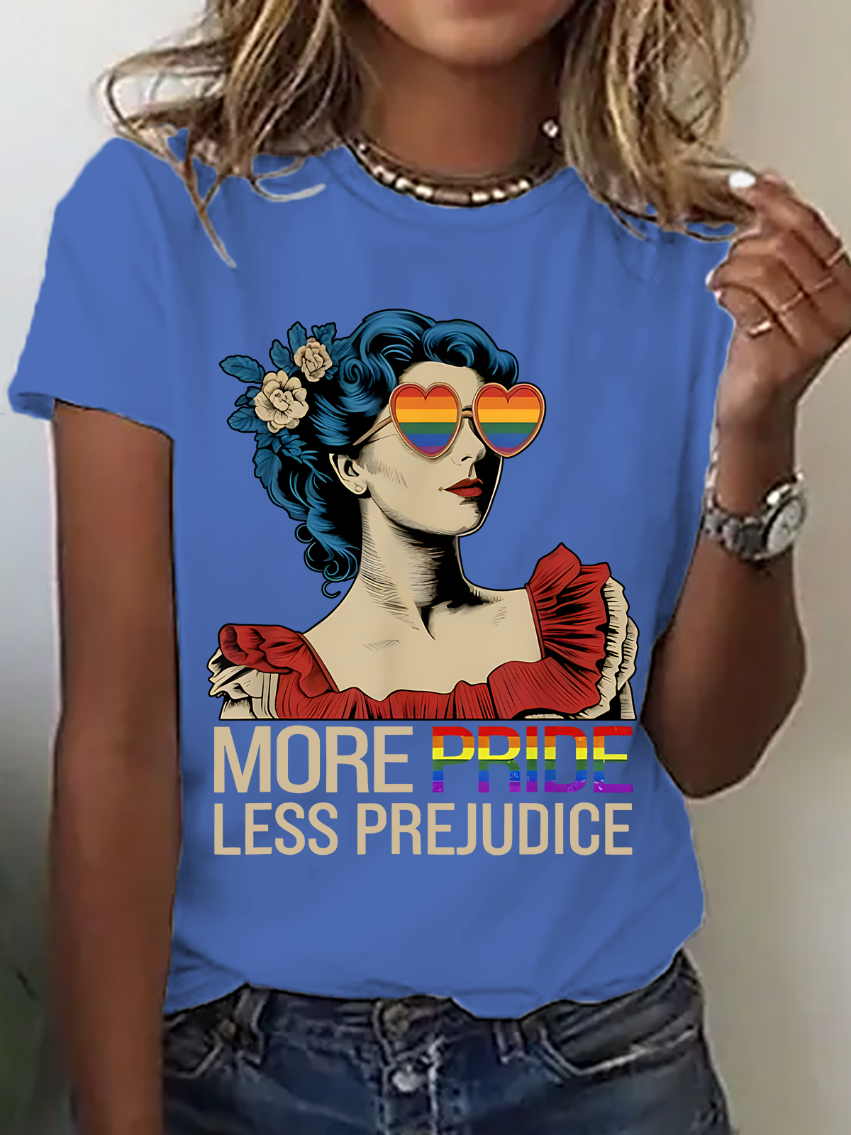 More Pride Less Prejudice Pride Month LGBTQ Cotton T-Shirt